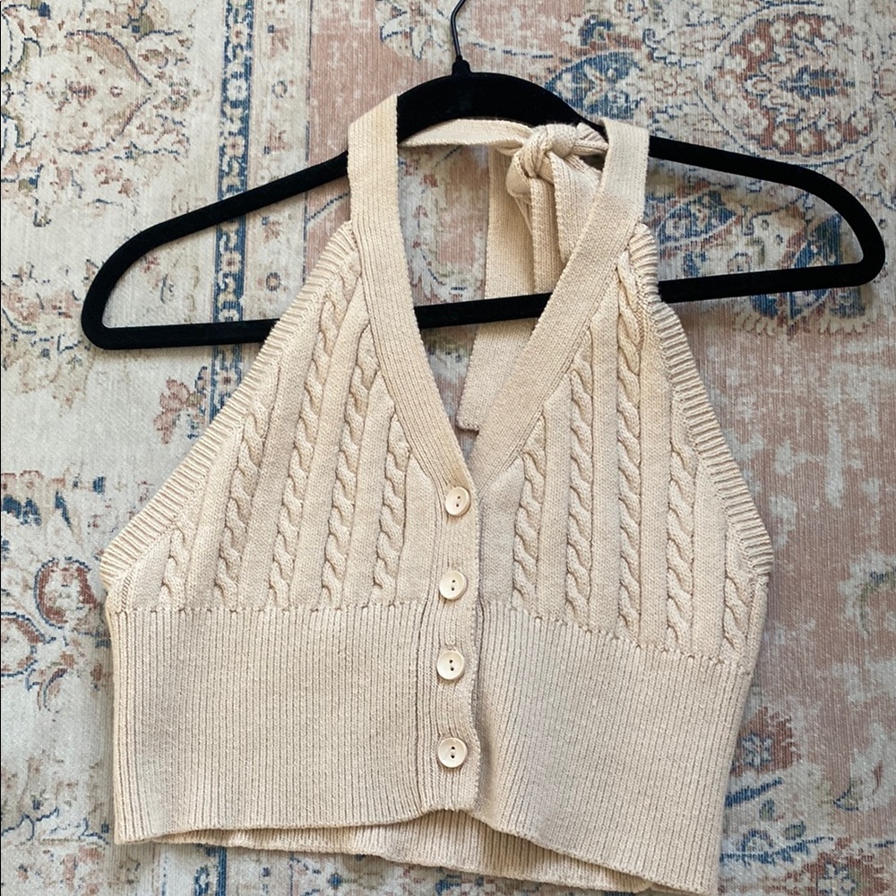 Cream Knit Halter Top